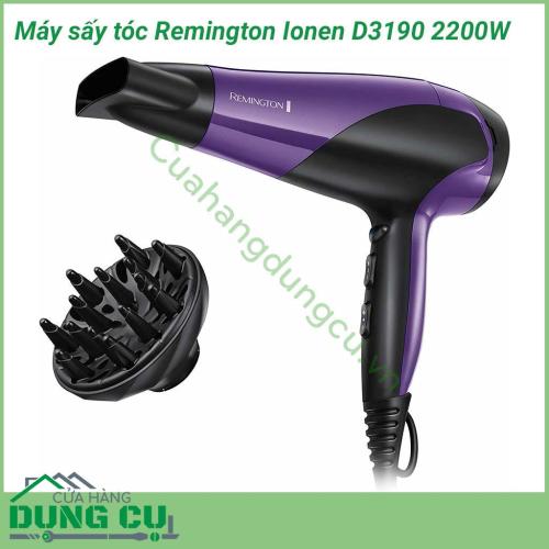 Máy sấy tóc Remington Ionen D3190 2200W với những chức năng tiên tiến giúp linh hoạt trong việc sấy cũng như tạo kiểu tóc, cánh quạt kẹp giúp tăng tốc độ sấy, tiết kiệm thời gian tối đa, sẽ giúp bạn nhanh chóng sấy khô và tạo kiểu tóc theo ý muốn.