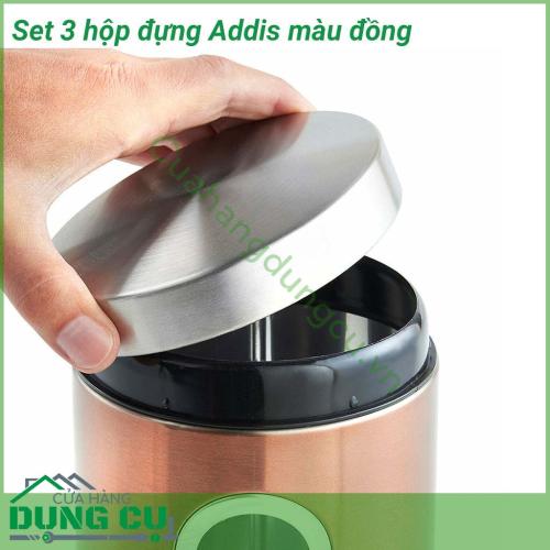 Set 3 hộp đựng Addis màu đồng siêu đẹp