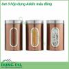 Set 3 hộp đựng Addis màu đồng siêu đẹp