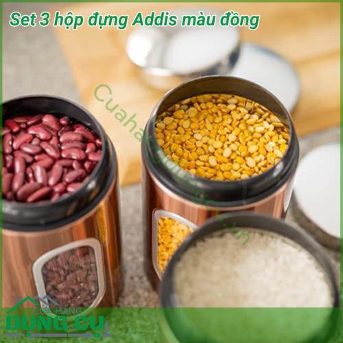 Set 3 hộp đựng Addis màu đồng siêu đẹp