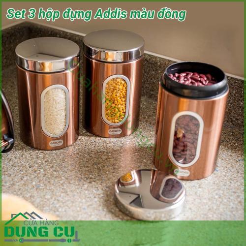 Set 3 hộp đựng Addis màu đồng siêu đẹp