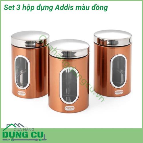 Set 3 hộp đựng Addis màu đồng siêu đẹp