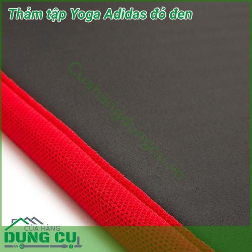 Thảm tập Yoga Adidas đỏ đen được làm từ chất liệu cao su NBR cao cấp, cực êm và bề mặt chống trơn trượt cực tốt. Thảm có độ dày 1cm giúp bảo vệ tay, đầu gối và các bộ phận trên cơ thể do đó bạn không cần phải lo lắng bị tổn thương khi tập luyện Yoga.