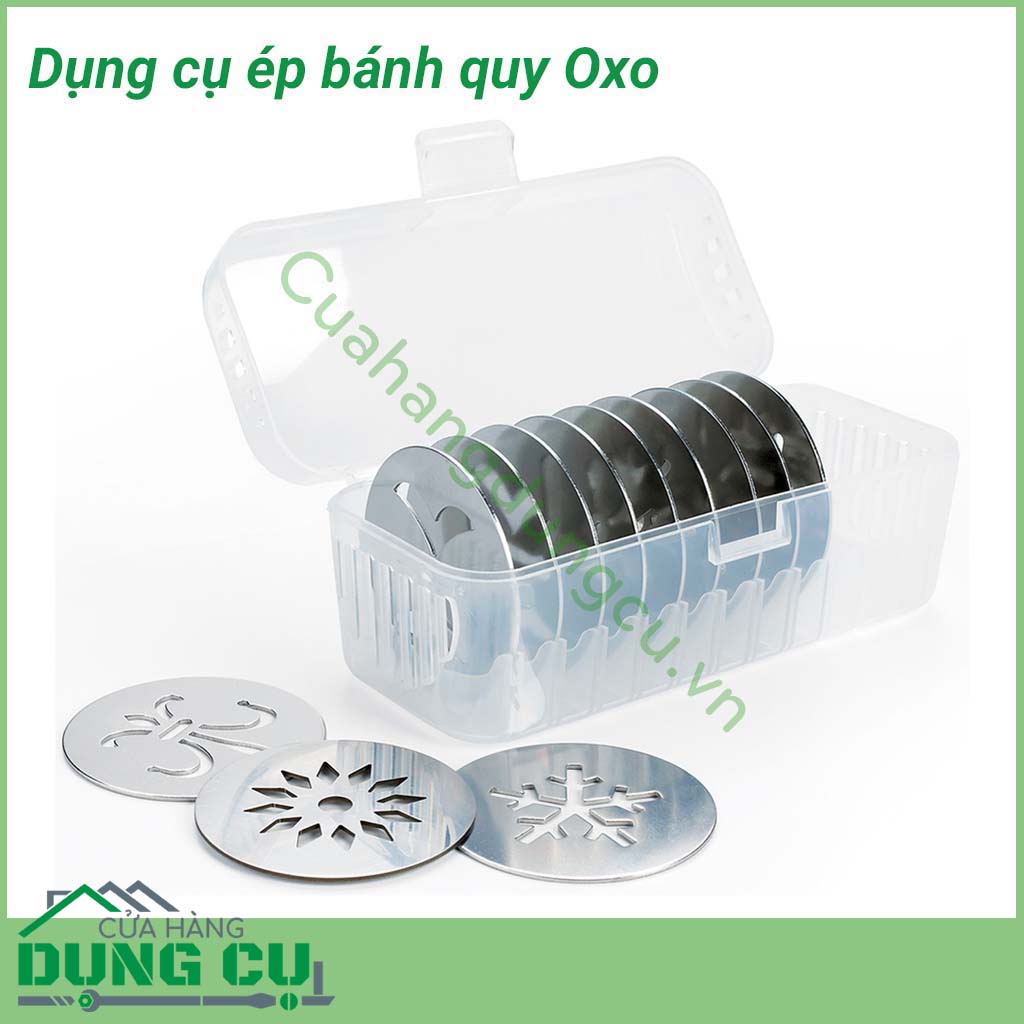 Dụng cụ ép bánh quy Oxo tạo nên những chiếc bánh quy với hoa văn rõ nét chỉ sau một thao tác dập.