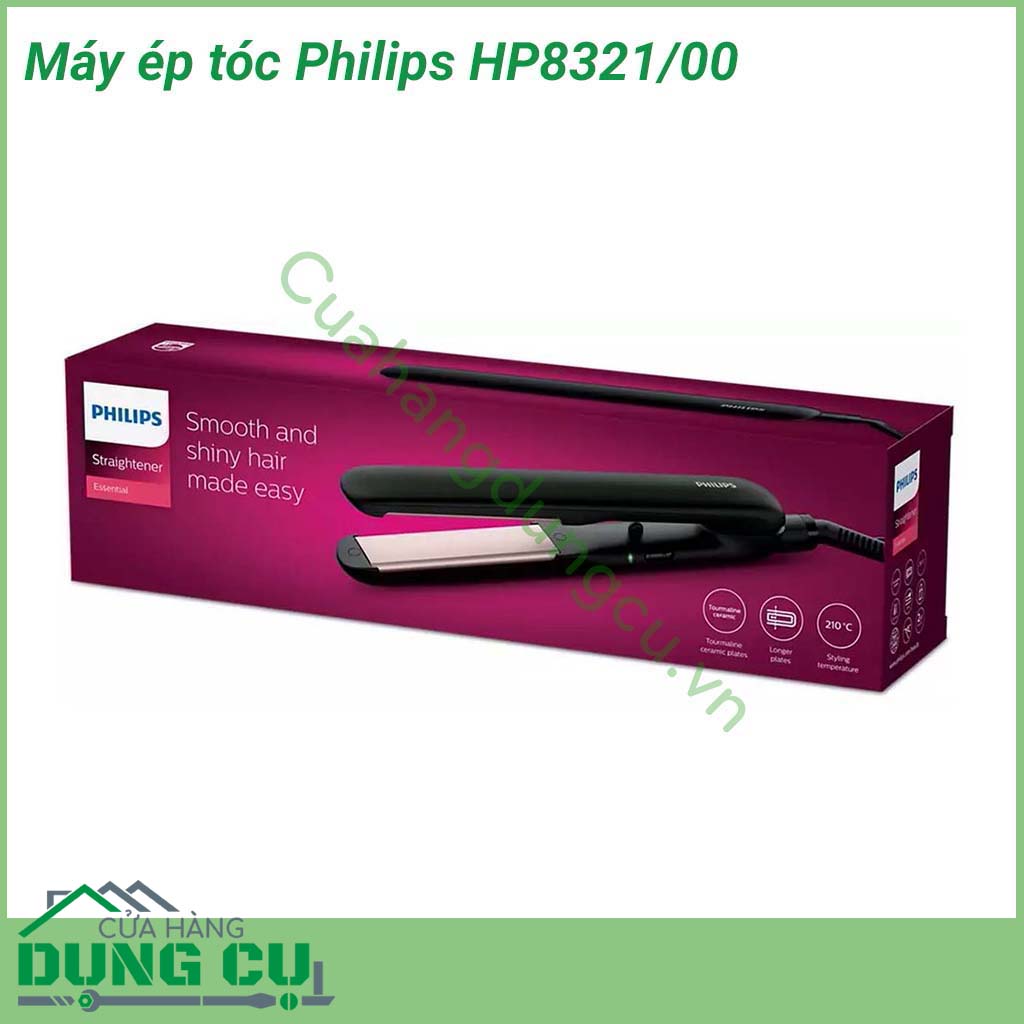 Máy ép tóc Philips HP8321/00 thích hợp cho mọi loại tóc, dùng để uốn tóc và duỗi tóc thẳng theo ý muốn. Cách dùng đơn giản, bạn có thể thỏa sức làm đẹp mái tóc của mình mọi lúc mọi nơi.