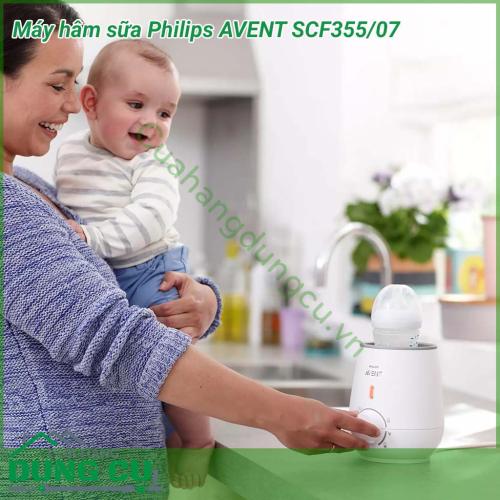 Máy hâm sữa Philips AVENT SCF355/07 giải pháp tuyệt vời giúp đảm bảo dinh dưỡng cho bữa ăn của bé, giúp các mẹ chủ động hâm sữa một cách nhanh chóng mà không phải đợi lâu