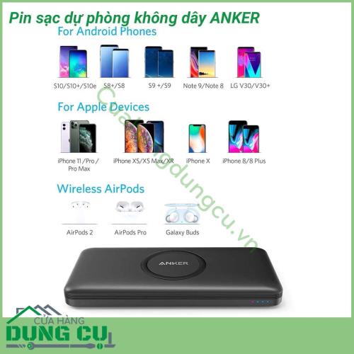 Pin sạc dự phòng không dây ANKER siêu tiện lợi vô cùng, giờ ko cần phải lo mang dây cắm kèm theo, bạn chỉ cần đặt điện thoại thông minh hỗ trợ Qi của bạn lên đế sạc là xong