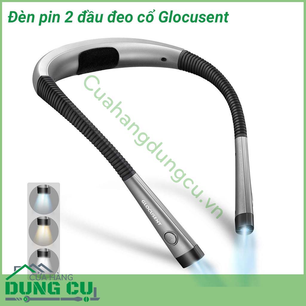 Đèn pin 2 đầu đeo cổ Glocusent bảo vệ mắt, chống cận, dùng siêu bền. Sạc 1 lần dùng 1 tuần