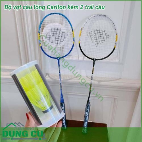 Bộ 2 vợt cầu lông Carlton kèm 2 trái cầu thuộc dòng sản phẩm cao cấp: thích hợp cho mọi trình độ. Vợt cũng dành cho người chơi chuyên nghiệp. Bộ cầu lông này được thiết kế với logo Carlton in trên các sản phẩm.