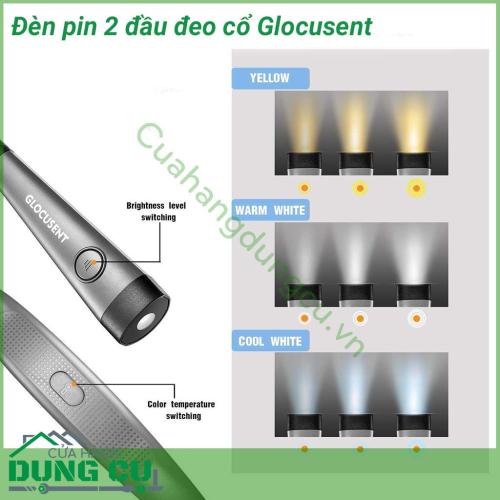 Đèn pin 2 đầu đeo cổ Glocusent bảo vệ mắt, chống cận, dùng siêu bền. Sạc 1 lần dùng 1 tuần