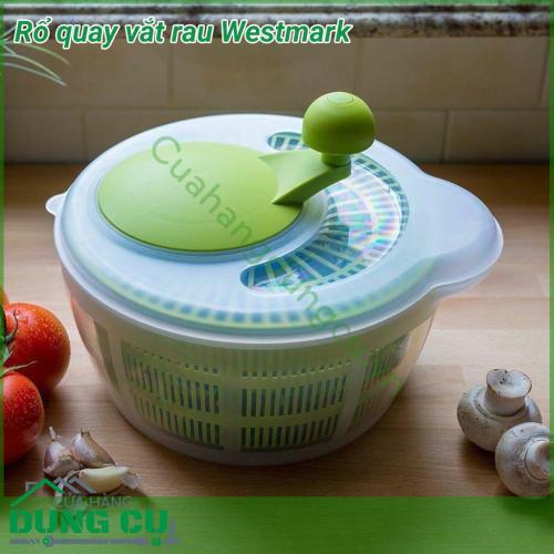 Rổ quay rau Westmark sẽ nhanh chóng làm ráo rau và vẫn đảm bảo rau không bị dập! Bạn chỉ cần bỏ rau đã rửa vào rổ ( nếu rau chưa rửa thì bạn để rổ dưới vòi nước) và quay tay cầm. Rau sẽ được rửa sạch và khô ráo nhanh chóng. Rất tiện lợi.