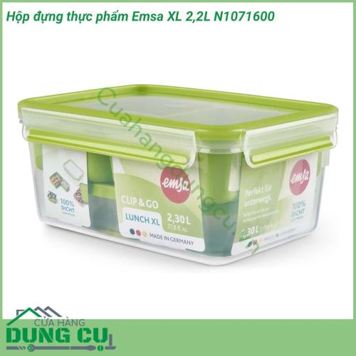 Hộp đựng thực phẩm Emsa XL 2,2L N1071600 được làm bằng chất liệu nhựa polypropylene an toàn dùng trong thực phẩm, không gây ảnh hưởng đến mùi vị, chất lượng của thực phẩm và sức khỏe của người dùng.