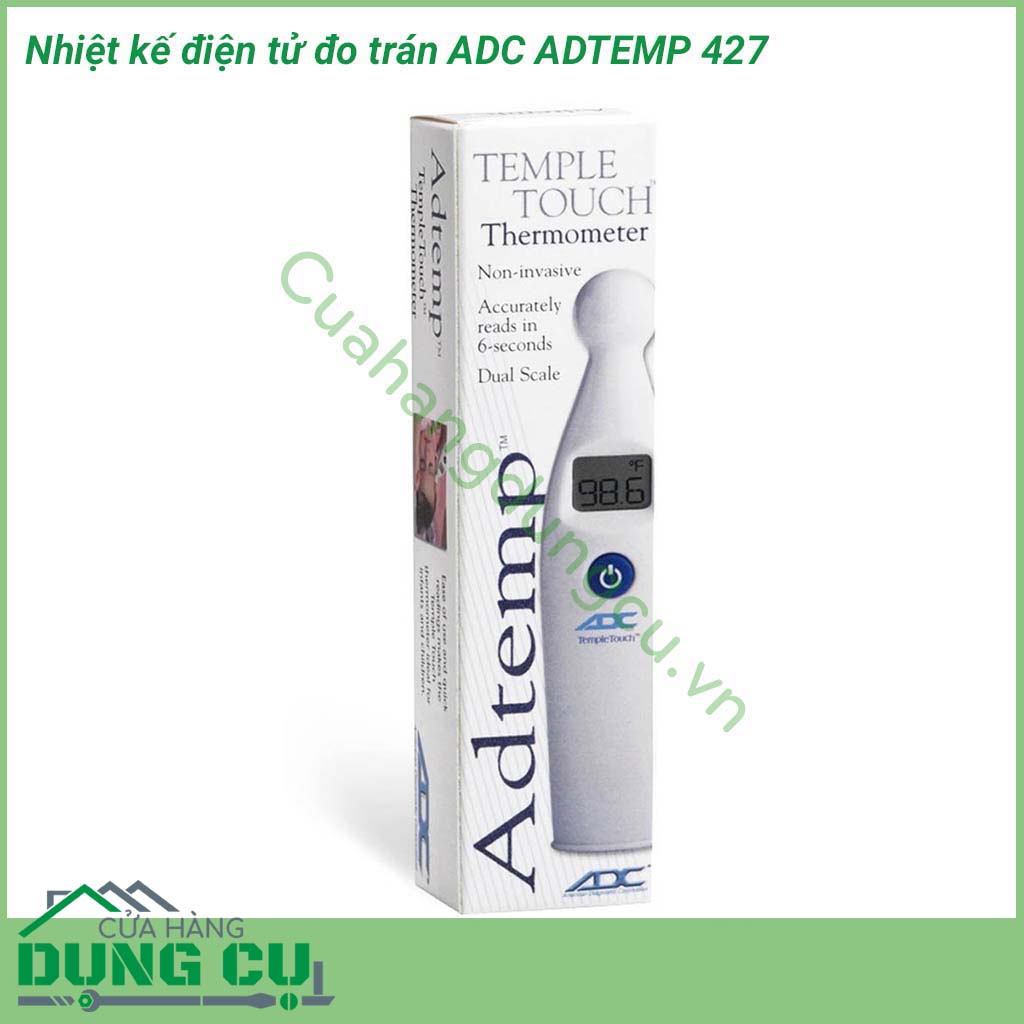 Nhiệt kế điện tử đo trán ADC ADTEMP 427 đo nhiệt độ không cần chạm, vừa an toàn vừa vệ sinh. Sử dụng công nghệ dẫn điện độc quyền được cấp bằng sáng chế mang lại kết quả nhanh chóng  chính xác như nhiệt kế thủy ngân trong vòng 6 giây