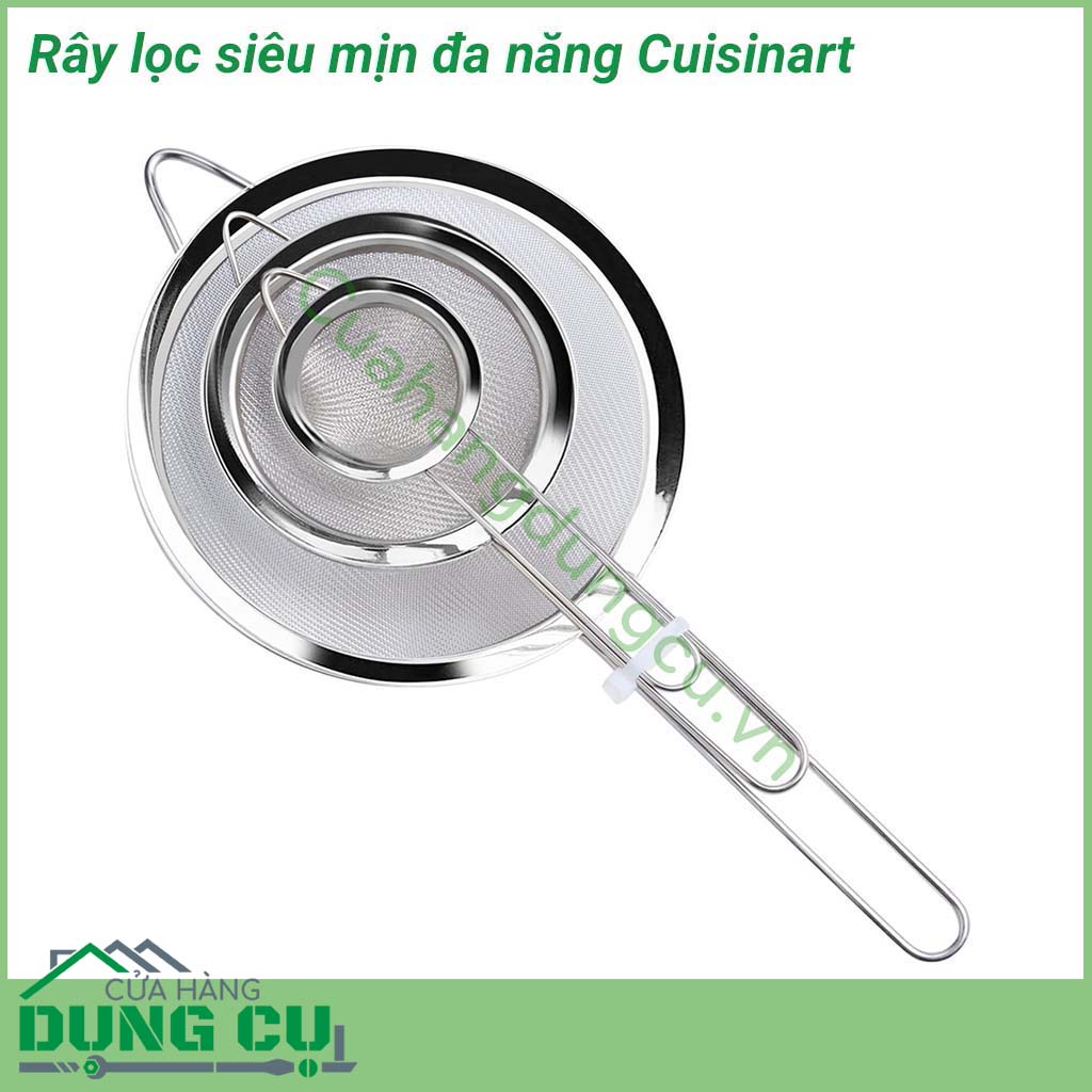 Rây lọc Cuisinart siêu mịn đa năng thiết kế nhỏ gọn nhưng vô cùng tiện lợi dễ dàng lọc các thực phẩm siêu mịn như bột, cháo, tôm, cua, sữa hạt,...tách riêng bã với nước hiệu quả