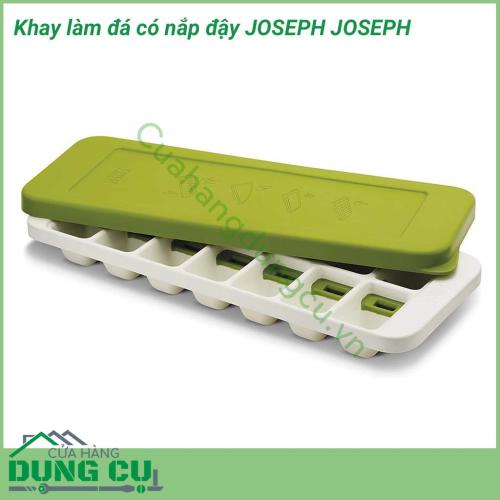 Khay làm đá thông minh có nắp đậy Joseph Joseph với thiết kế nắp đậy kín giúp đảm bảo vệ sinh nên khay rất đa năng, ngoài làm đá các mẹ có thể dùng để chia đồ ăn dặm cho bé yêu, hoặc cất trữ nước cốt hoa quả...