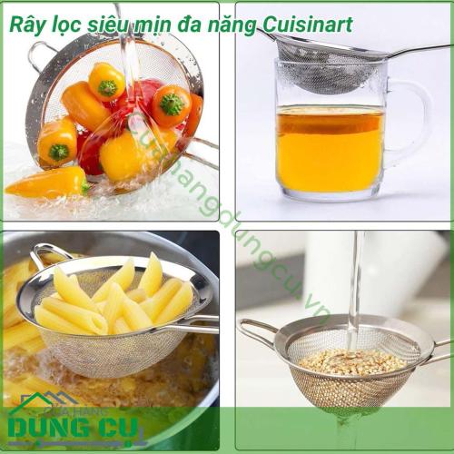 Rây lọc Cuisinart siêu mịn đa năng thiết kế nhỏ gọn nhưng vô cùng tiện lợi dễ dàng lọc các thực phẩm siêu mịn như bột, cháo, tôm, cua, sữa hạt,...tách riêng bã với nước hiệu quả