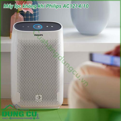 Máy lọc không khí Philips AC1214/10 làm sạch các phòng có diện tích lên tới 63 m2 và loại bỏ hiệu quả các chất gây dị ứng, khói, bụi mịn, mùi, vi khuẩn virus