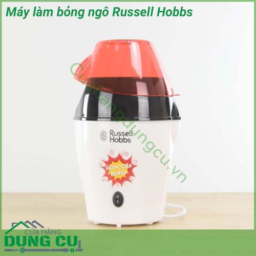 Máy làm bỏng ngô Russell Hobbs có thiết kế khá nhỏ gọn và đơn giản, dễ sử dụng. Chỉ sau khoảng 10-15 phút chờ đợi là chị em đã có 1 mẻ bỏng ngô vàng ươm, đẹp mắt.