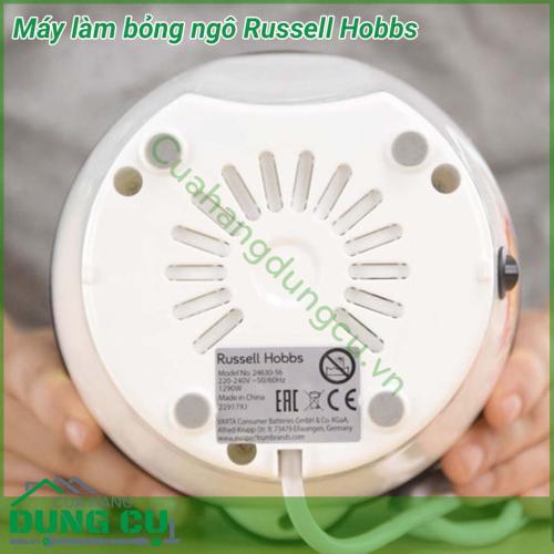 Máy làm bỏng ngô Russell Hobbs có thiết kế khá nhỏ gọn và đơn giản, dễ sử dụng. Chỉ sau khoảng 10-15 phút chờ đợi là chị em đã có 1 mẻ bỏng ngô vàng ươm, đẹp mắt.