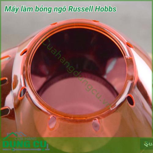 Máy làm bỏng ngô Russell Hobbs có thiết kế khá nhỏ gọn và đơn giản, dễ sử dụng. Chỉ sau khoảng 10-15 phút chờ đợi là chị em đã có 1 mẻ bỏng ngô vàng ươm, đẹp mắt.