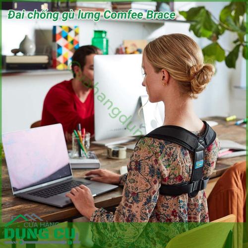 Đai chống gù lưng Comfee Brace giúp điều chỉnh định hình đúng tư thế, tránh ngồi hoặc đứng sai khiến lưng bị gù, vẹo cột sống, hỗ trợ quá trình phục hồi sau phẫu thuật, chấn thương điều trị vật lý trị liệu. 