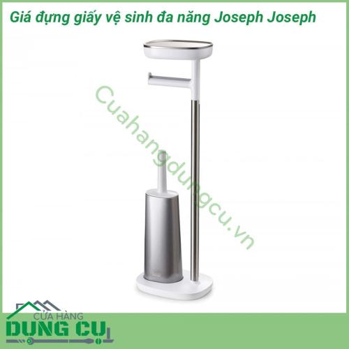 Giá đựng giấy vệ sinh đa năng Joseph Joseph một thiết bị phụ kiện phòng tắm độc đáo, không chỉ là giá đựng giấy đơn thuần, ở đây ngoài chức năng treo giấy thiết bị còn được tích hợp thêm kệ để điện thoại, ngăn đựng bvs, cọ tolet.