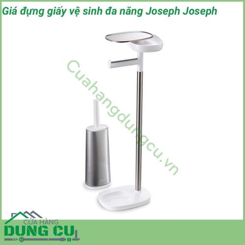 Giá đựng giấy vệ sinh đa năng Joseph Joseph một thiết bị phụ kiện phòng tắm độc đáo, không chỉ là giá đựng giấy đơn thuần, ở đây ngoài chức năng treo giấy thiết bị còn được tích hợp thêm kệ để điện thoại, ngăn đựng bvs, cọ tolet.