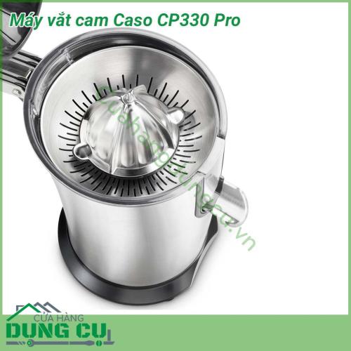 Máy vắt cam Caso CP330 Pro thiết kế giúp vắt cam, quýt, bưởi, chanh… một cách nhanh chóng và dễ dàng. Máy khoẻ, vắt cả tép, nước ngon đặc vô địch mà chẳng bẩn tay tẹo nào. Máy tự vắt cam ngon lành.