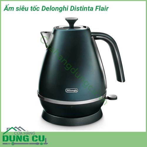 Ấm siêu tốc Delonghi Distinta Flair dung tích 1.7L được làm bằng thép không gỉ phủ lớp sơn mờ trang nhã với các chi tiết mạ crôm và các điểm tiếp xúc được bọc kim loại. Với kiểu dáng tinh tế, màu sắc hiện đại tạo không gian nhà bạn trở nên sang trọng hơn.