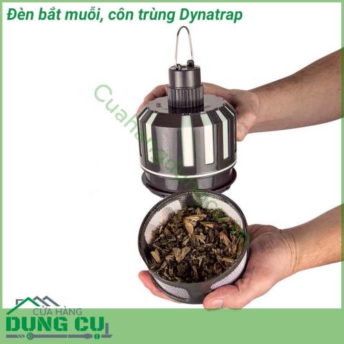 Đèn bắt muỗi, côn trùng Dynatrap sử dụng tia UV 365nm tạo ra ánh sáng ấm áp để thu hút muỗi, côn trùng về phía nó và quạt hút chân không hút côn trùng vào lồng giữ nơi chúng mất nước và chết