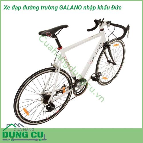 Xe đạp đường trường GALANO nhập khẩu Đức kích thước bánh xe 28 inch. Trọng lượng nhẹ, với khung và viền nhôm, thiết kế kim cương chịu lực, đảm bảo vững chắc, độ bền cao