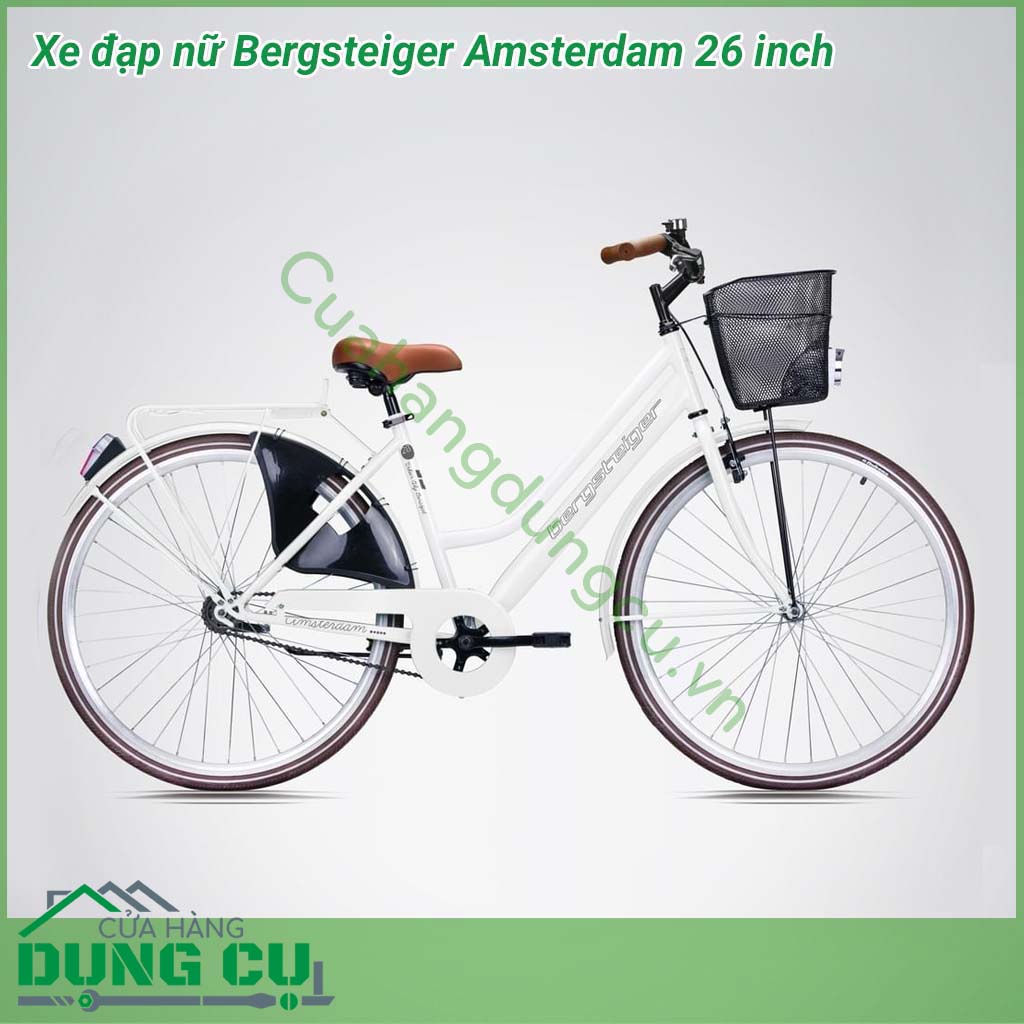 Xe đạp nữ Bersteiger Amsterdam 26 inch là mẫu xe đạp nữ đáng yêu nhất của Bergsteiger, phù hợp cho phụ nữ từ độ cao khoảng 140 cm thích hợp cho chị em Việt nam