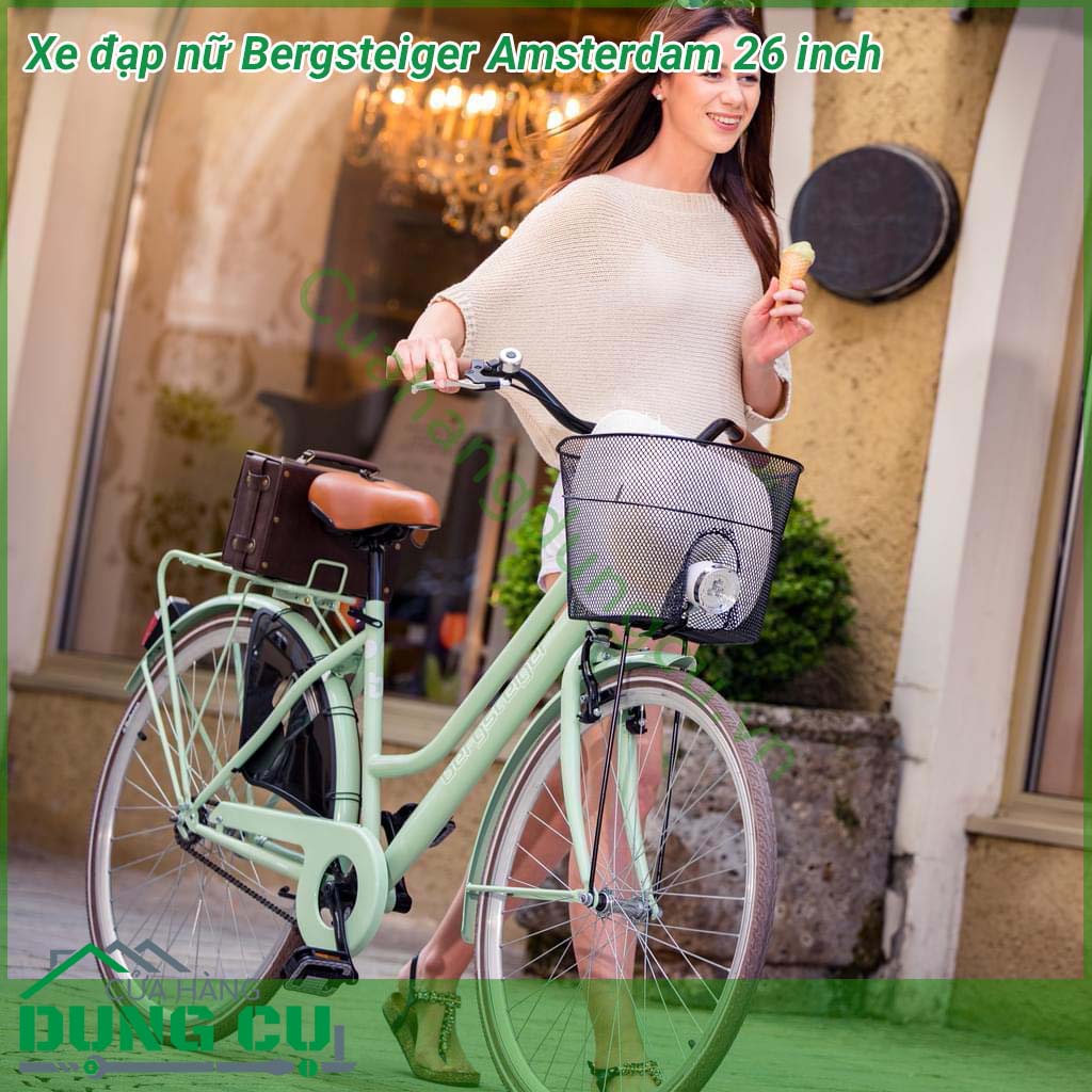 Xe đạp nữ Bersteiger Amsterdam 26 inch là mẫu xe đạp nữ đáng yêu nhất của Bergsteiger, phù hợp cho phụ nữ từ độ cao khoảng 140 cm thích hợp cho chị em Việt nam