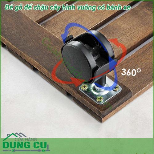 Đế gỗ để chậu cây hình vuông có bánh xe di chuyển được làm bằng gỗ chất lượng cao, bền và chắc chắn, chịu được trọng lượng đến 80kg giúp bạn dễ dàng đặt những chậu cây nhỏ lên 1 cách dễ dàng. Đế gỗ sẽ giúp không gian trở nên gọn gàng và đẹp mắt hơn.