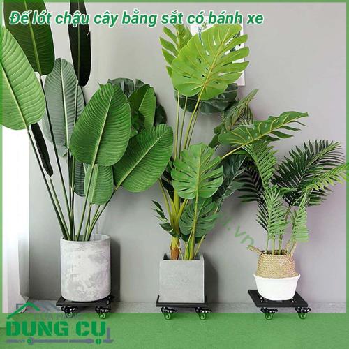 Đế lót bằng sắt có bánh xe di chuyển được làm bằng sắt kẽm bền đẹp và rất vững chắc, không lo rỉ sét, có thể chịu được trọng lượng lên đến 80kg - 100kg. Ngoài ra đế còn được trang bị 4 bánh xe xoay 360 độ dễ dàng di chuyển.