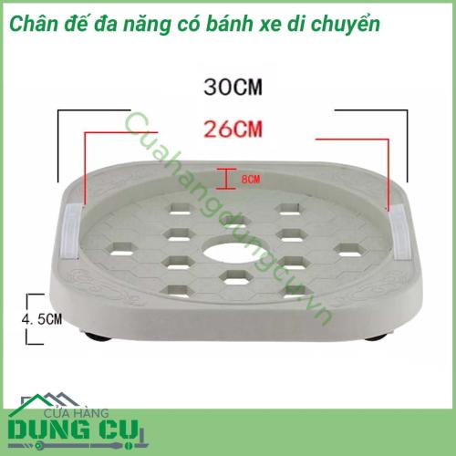 Đế lót đa năng có bánh xe di chuyển làm bằng nhựa cao cấp, có 4 bánh xe di chuyển, khả năng chịu lực lên đến 80kg. Kiểu dáng này thích hợp cho những căn hộ hay sân vườn có nhiều chậu cây cảnh, chậu hoa trang trí.