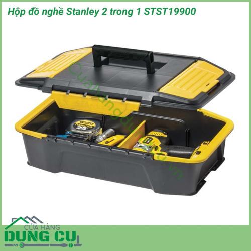 Hộp đồ nghề Stanley 2 trong 1 STST19900 có kích thước 506x307x246mm được làm từ chất liệu nhựa ABS nên có độ bền cao, chẳng may bị va đập, rơi vỡ gì đó thì cũng không sao. Dụng cụ bảo quản này giúp bạn thoải mái đựng đồ nghề trong đó.