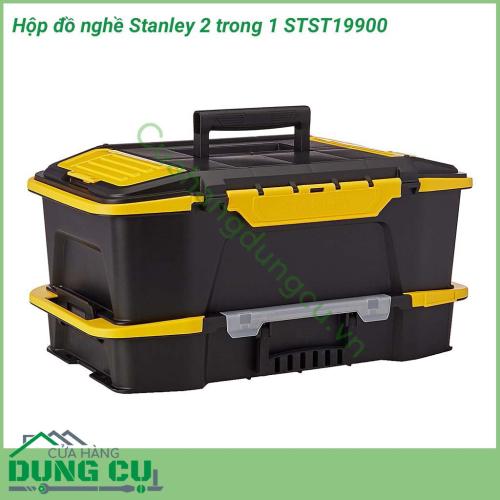 Hộp đồ nghề Stanley 2 trong 1 STST19900 có kích thước 506x307x246mm được làm từ chất liệu nhựa ABS nên có độ bền cao, chẳng may bị va đập, rơi vỡ gì đó thì cũng không sao. Dụng cụ bảo quản này giúp bạn thoải mái đựng đồ nghề trong đó.