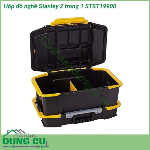 Hộp đồ nghề Stanley 2 trong 1 STST19900 có kích thước 506x307x246mm được làm từ chất liệu nhựa ABS nên có độ bền cao, chẳng may bị va đập, rơi vỡ gì đó thì cũng không sao. Dụng cụ bảo quản này giúp bạn thoải mái đựng đồ nghề trong đó.