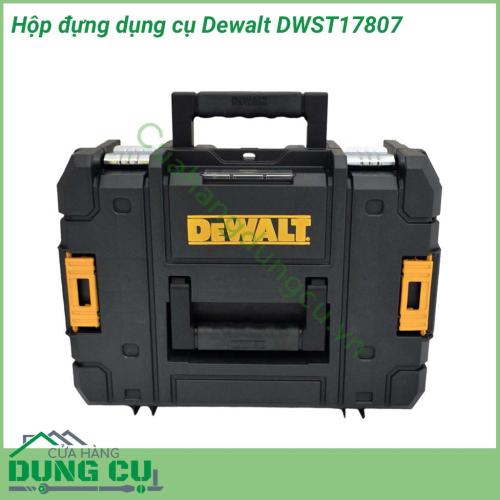 Hộp đựng dụng cụ Dewalt DWST17807 sản phẩm dùng để bảo quản dụng cụ điện cầm tay Dewalt. Sản phẩm làm từ chất liệu nhựa cứng rất chắc chắn và bảo quản tối đa dụng cụ điện của bạn.