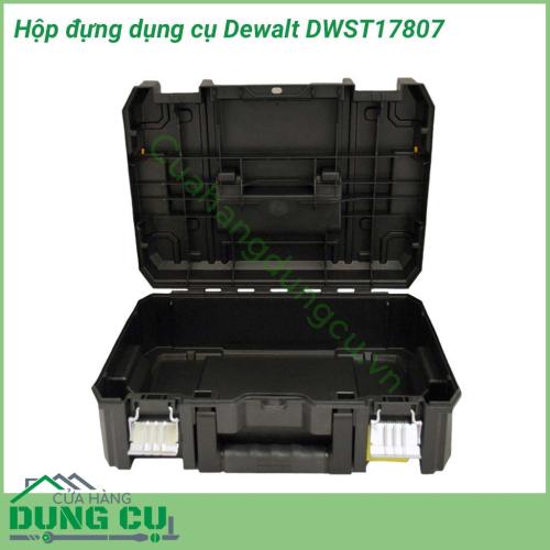 Hộp đựng dụng cụ Dewalt DWST17807 sản phẩm dùng để bảo quản dụng cụ điện cầm tay Dewalt. Sản phẩm làm từ chất liệu nhựa cứng rất chắc chắn và bảo quản tối đa dụng cụ điện của bạn.