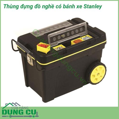 Thùng đựng đồ nghề có bánh xe Stanley 1-92-904 được thiết kế nhỏ gọn, được làm bằng nhựa ABS cao cấp, không thấm nước, dùng để chứa đụng các thiết bị, dụng cụ cầm tay. Thùng có trọng lượng nhẹ, dễ dàng di chuyển khi làm việc.