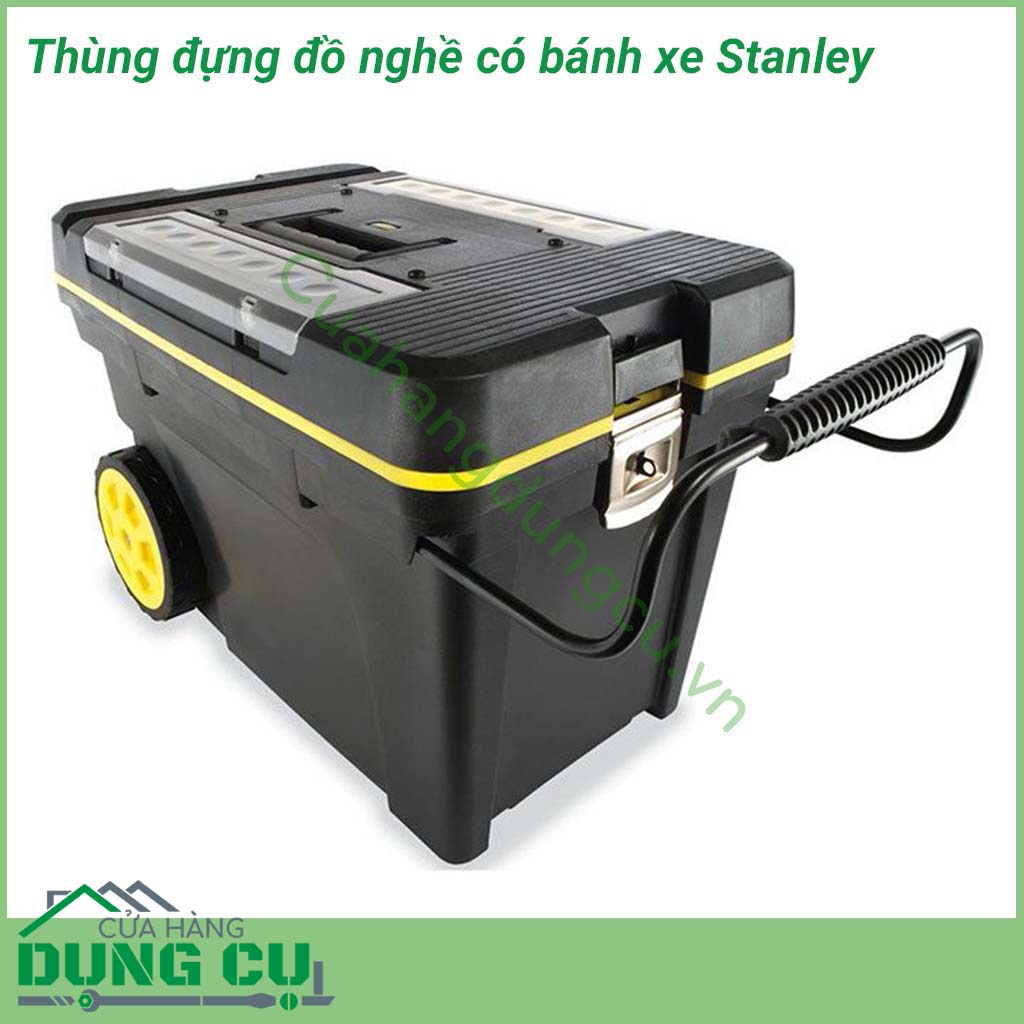 Thùng đựng đồ nghề có bánh xe Stanley 1-92-904 được thiết kế nhỏ gọn, được làm bằng nhựa ABS cao cấp, không thấm nước, dùng để chứa đụng các thiết bị, dụng cụ cầm tay. Thùng có trọng lượng nhẹ, dễ dàng di chuyển khi làm việc.