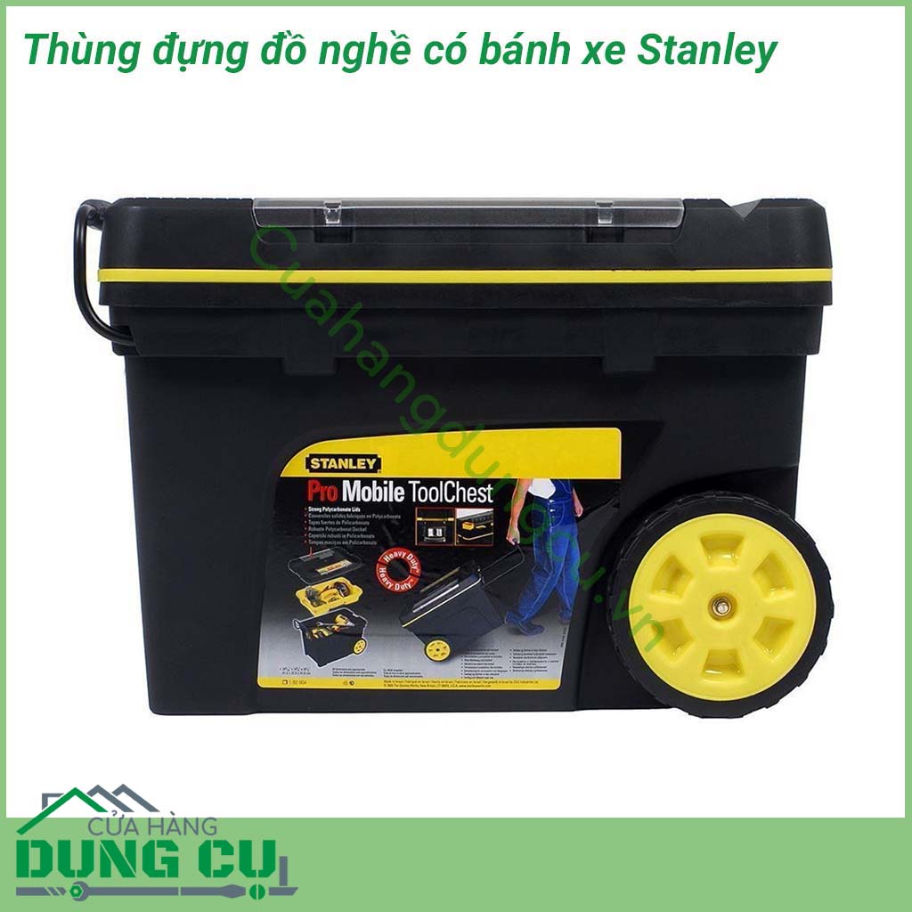 Thùng đựng đồ nghề có bánh xe Stanley 1-92-904 được thiết kế nhỏ gọn, được làm bằng nhựa ABS cao cấp, không thấm nước, dùng để chứa đụng các thiết bị, dụng cụ cầm tay. Thùng có trọng lượng nhẹ, dễ dàng di chuyển khi làm việc.