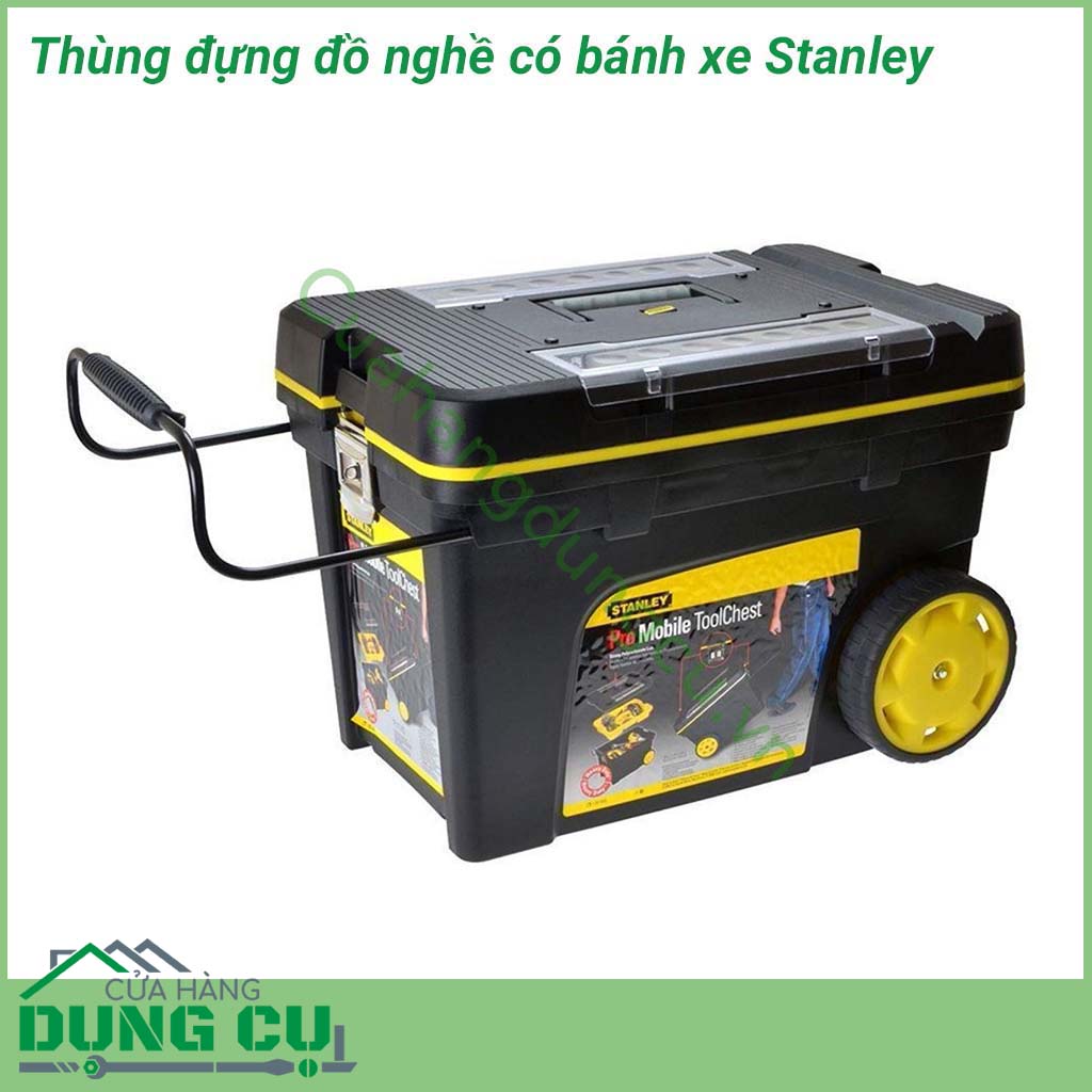 Thùng đựng đồ nghề có bánh xe Stanley 1-92-904 được thiết kế nhỏ gọn, được làm bằng nhựa ABS cao cấp, không thấm nước, dùng để chứa đụng các thiết bị, dụng cụ cầm tay. Thùng có trọng lượng nhẹ, dễ dàng di chuyển khi làm việc.