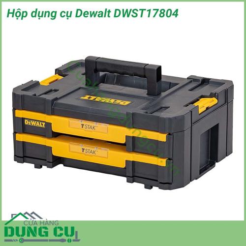 Hộp dụng cụ Dewalt cao cấp DWST17804 làm từ nhựa cao cấp nên có thể chịu va đập tốt. Kết cấu cho không gian rộng rãi, chứa được nhiều dụng cụ. Tay cầm chắc chắn giúp mang anh em mang theo dễ dàng