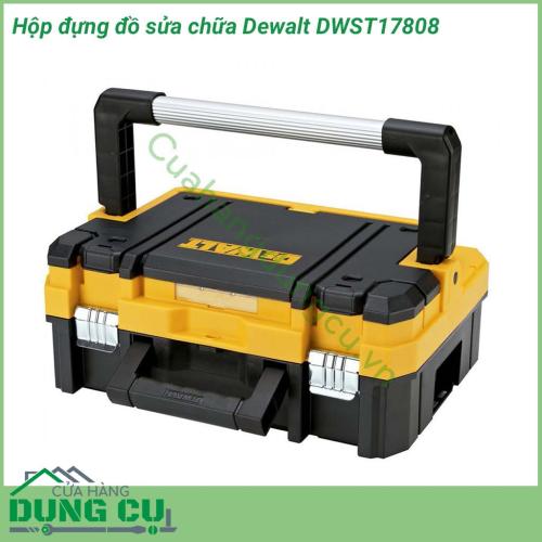 Hộp đựng đồ sửa chữa Dewalt DWST17808 được làm từ chất liệu nhựa cao cấp chống va đập và chịu lực tốt. Phần tay cầm được thiết kế rất đa dạng và tiện dụng giúp xách di chuyển dễ dàng .Thùng được trang bị kẹp sắt chắc chắn giúp không rơi đồ ở mọi tư thế.