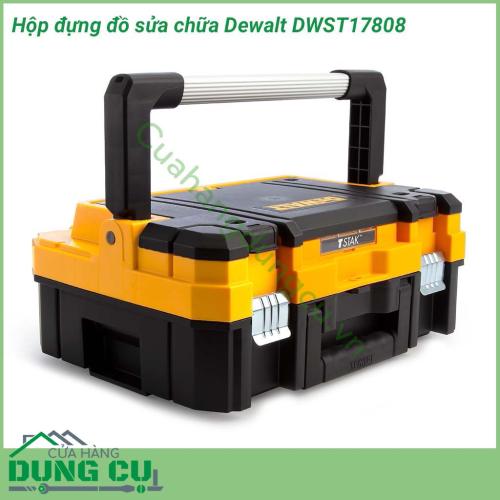 Hộp đựng đồ sửa chữa Dewalt DWST17808 được làm từ chất liệu nhựa cao cấp chống va đập và chịu lực tốt. Phần tay cầm được thiết kế rất đa dạng và tiện dụng giúp xách di chuyển dễ dàng .Thùng được trang bị kẹp sắt chắc chắn giúp không rơi đồ ở mọi tư thế.