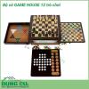 Bộ 12 trò chơi Game House với nhiều trò chơi hấp dẫn như: Cờ vua, Cờ caro, Ván bài ngửa, Mancala, Tic-Tac-Toe, Sternhalma, Rắn & Thang, Ludo (Pachisi), Solitaire, Đua xúc xắc, gói gọn trong hộp gỗ tiết kiệm không gian.