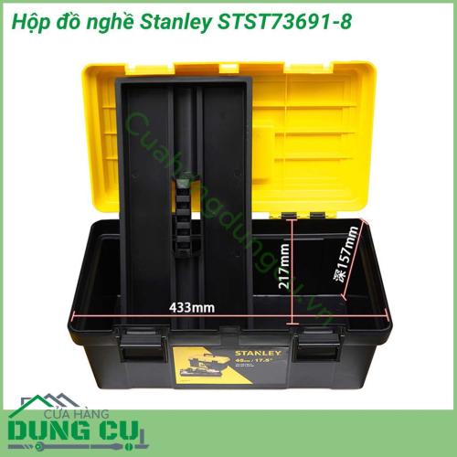 Hộp đồ nghề đa năng Stanley STST73691-8 làm từ chất liệu nhựa cao cấp, theo tiêu chuẩn của châu Âu nên đảm bảo độ bền và chịu lực tốt, cho thời gian sử dụng lâu dài. Ngoài ra, chất liệu này còn tạo cho chiếc hộp có trọng lượng nhẹ, dễ di chuyển.